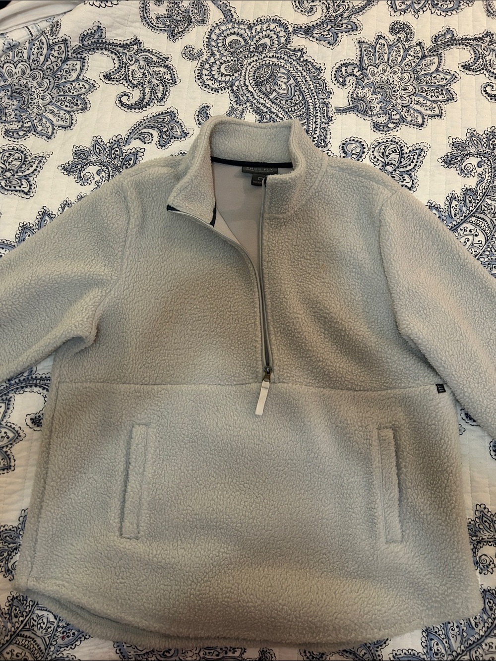 Freefly Cozy Half-Zip Sherpa Pullover Sweater - Light Cream Women’s Large